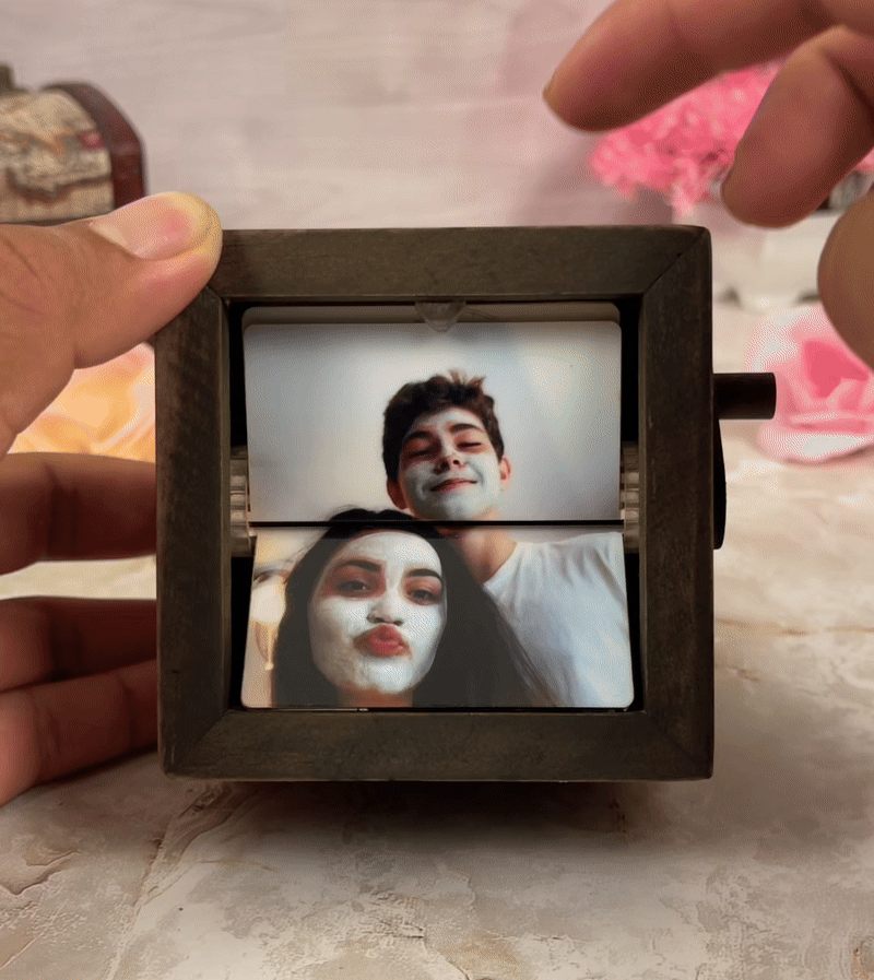 Album photo magique en bois